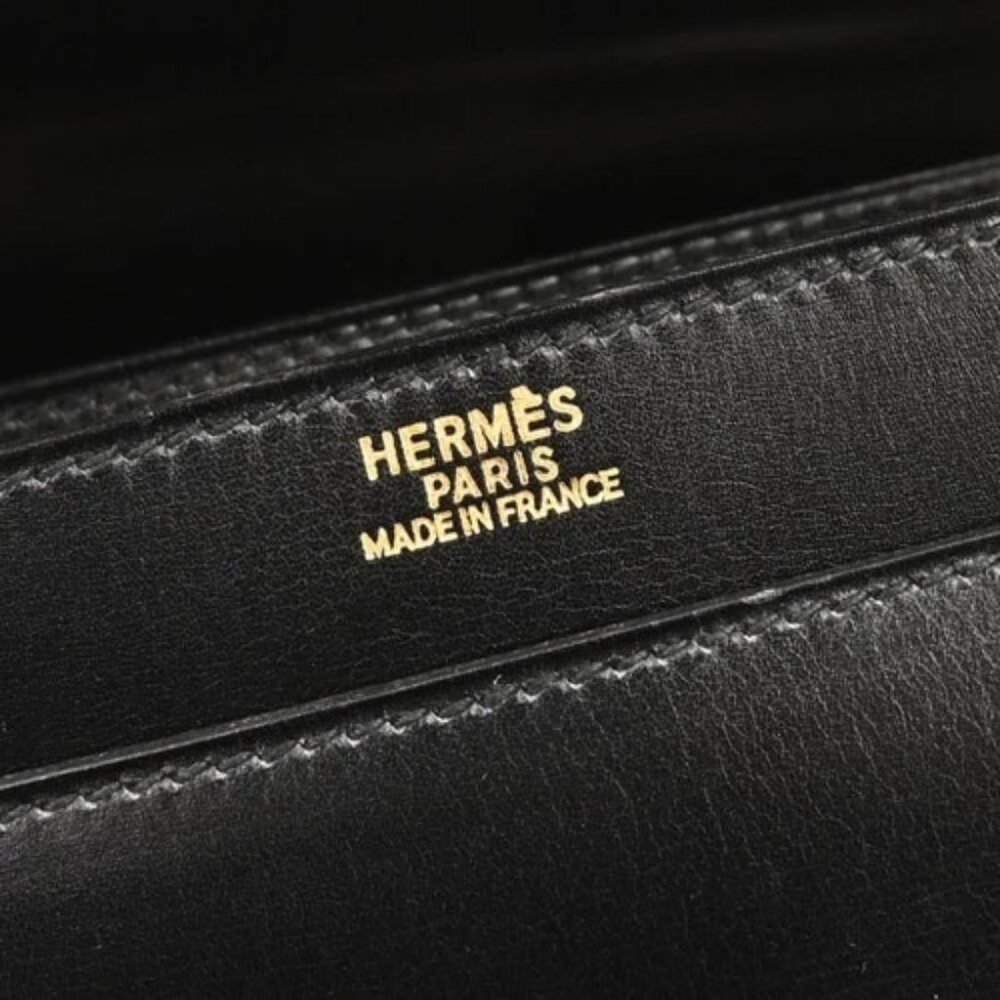 Hermes Black Box Calf Piano Handbag 19X □C - Picture 10 of 10